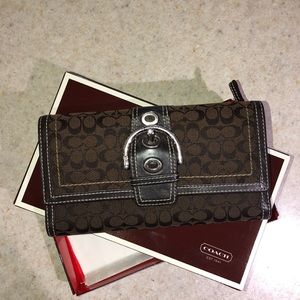 Authentic Coach Signature Checkbook Wallet